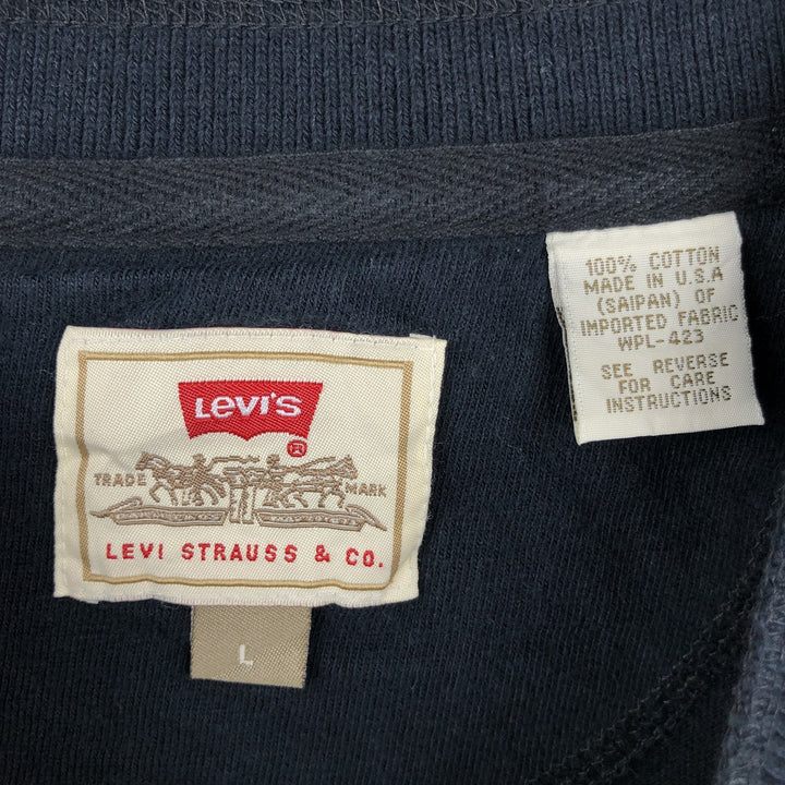 90'S Levi's Henley Neck Long-Sleeve T-Shirt, Made in USA, Men's Size L (Equivalent), Vintage cotton black type Vintage Second Hand
