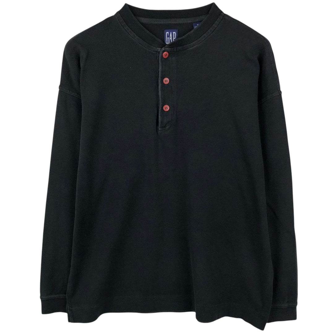 90'S GAP Old Gap Henley Neck Long Sleeve T-Shirt, Men's Size M (Equivalent) Vintage cotton black type Vintage Second Hand