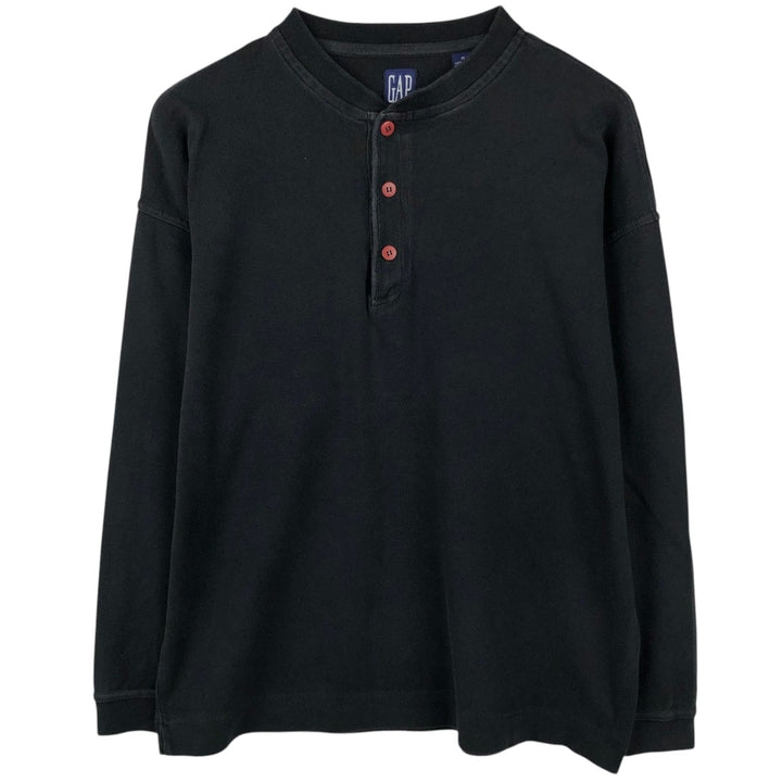 90'S GAP Old Gap Henley Neck Long Sleeve T-Shirt, Men's Size M (Equivalent) Vintage cotton black type Vintage Second Hand