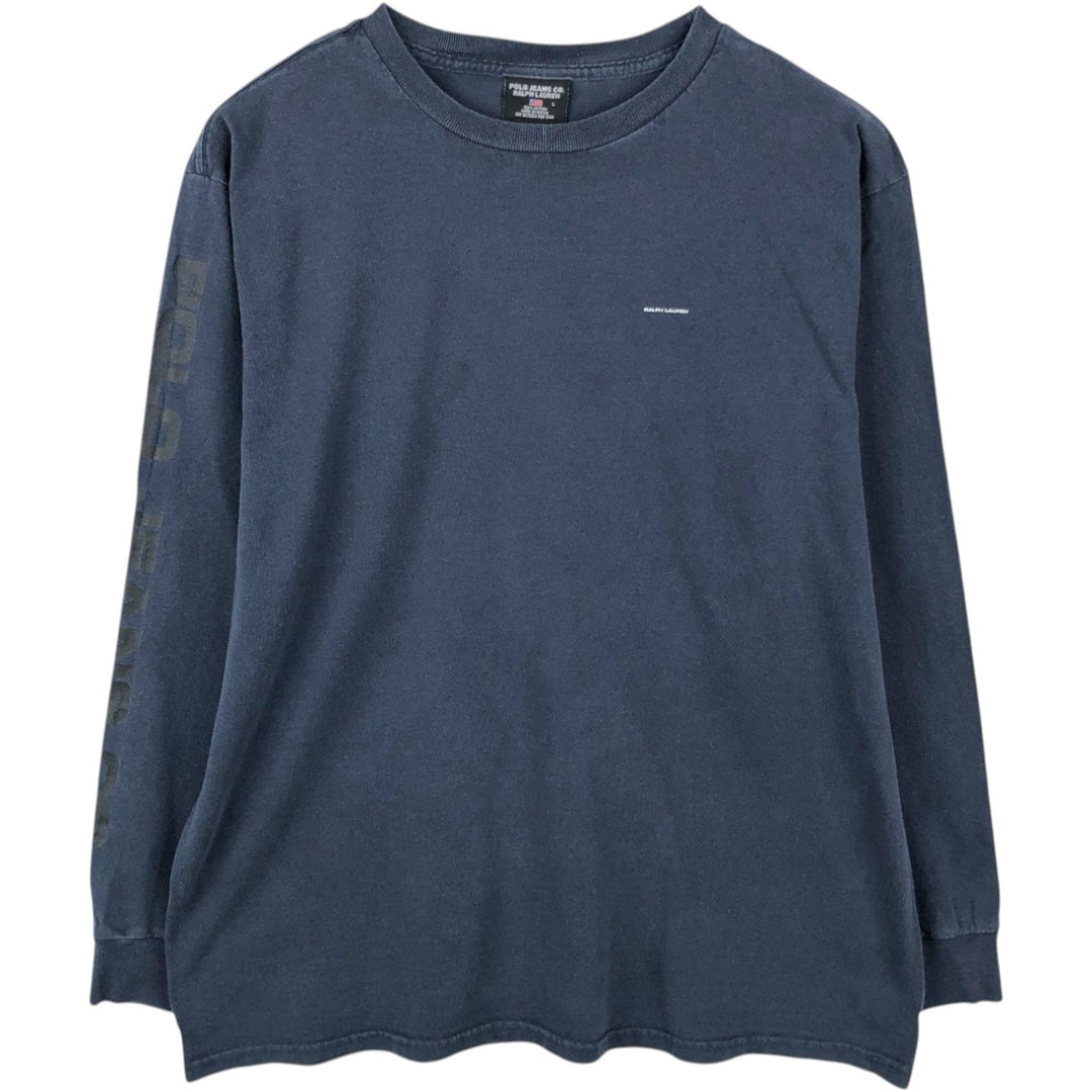 2000'S Ralph Lauren Polo Jeans Company long-sleeved T-shirt, men's size L cotton navy blue type Vintage Second Hand