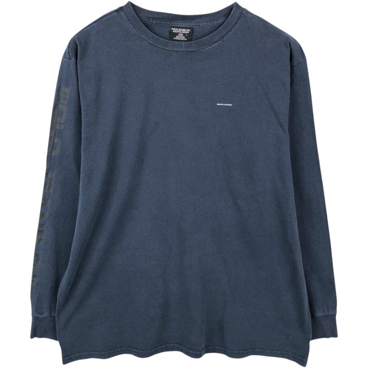 2000'S Ralph Lauren Polo Jeans Company long-sleeved T-shirt, men's size L cotton navy blue type Vintage Second Hand