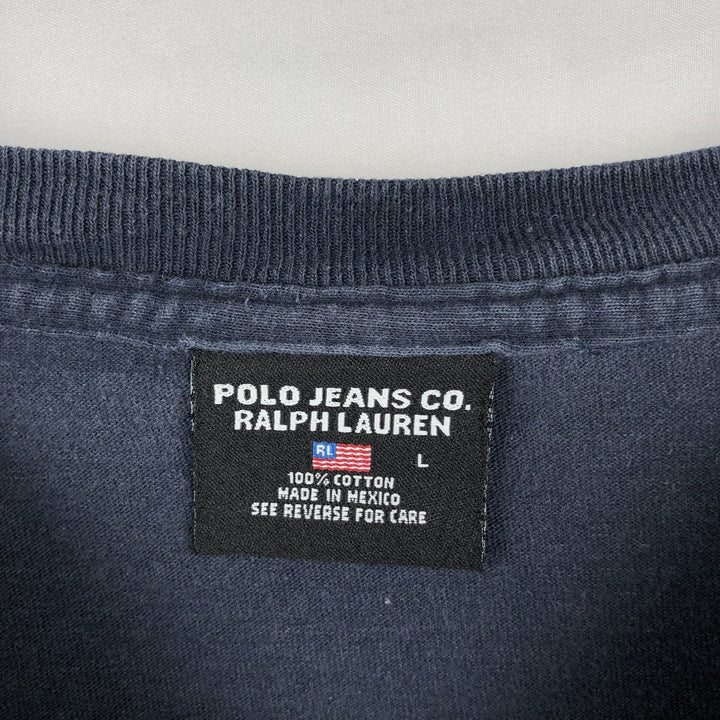 2000'S Ralph Lauren Polo Jeans Company long-sleeved T-shirt, men's size L cotton navy blue type Vintage Second Hand