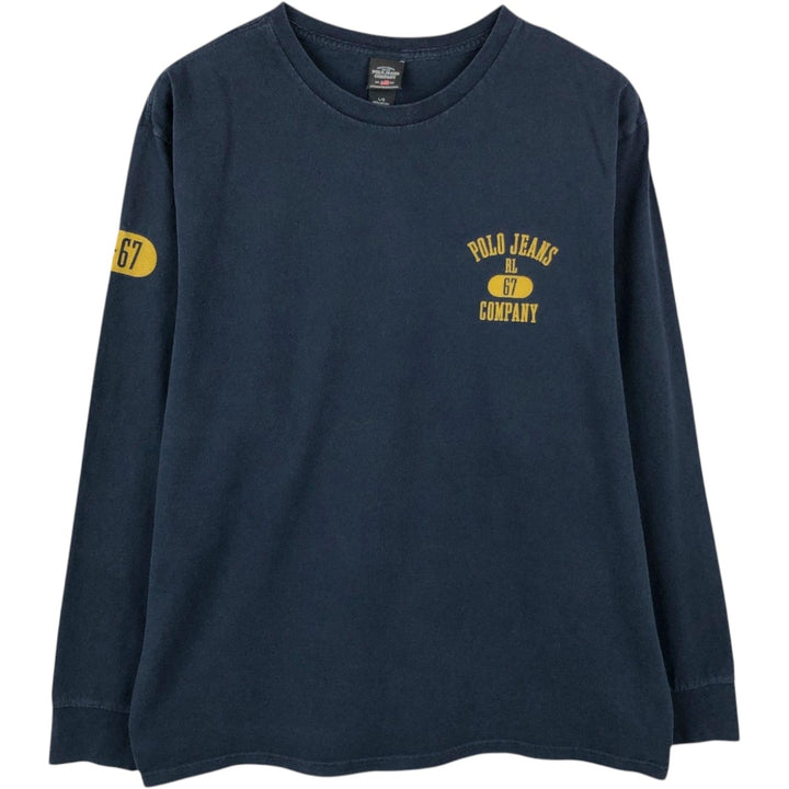 2000'S Ralph Lauren Polo Jeans Company long-sleeved T-shirt, men's size L cotton navy blue type Vintage Second Hand