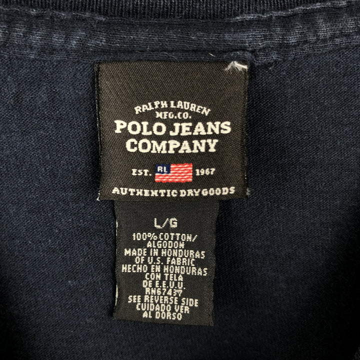 2000'S Ralph Lauren Polo Jeans Company long-sleeved T-shirt, men's size L cotton navy blue type Vintage Second Hand