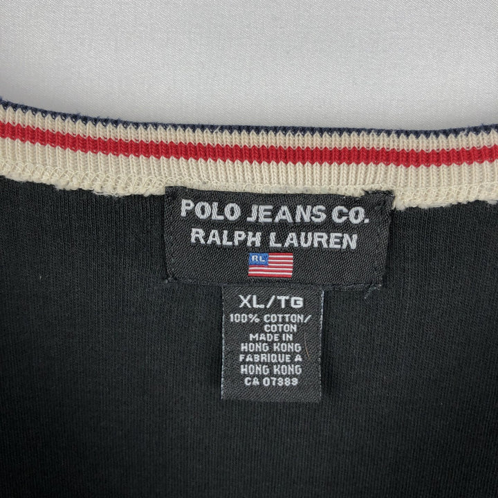 2000'S Ralph Lauren POLO JEANS COMPANY V-neck Long-sleeve T-shirt (Men's XL equivalent) cotton black type Vintage Second Hand