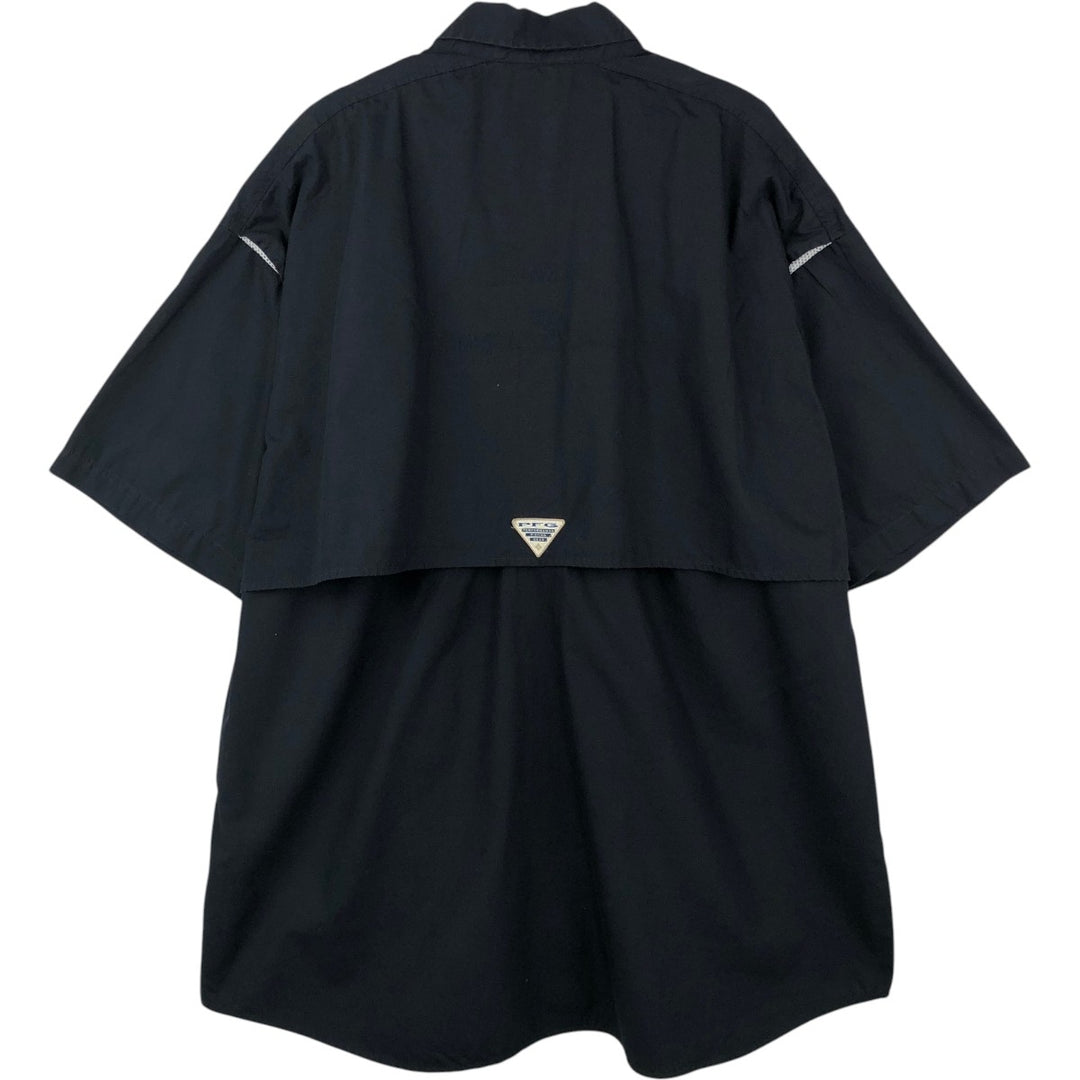 Columbia PFG OMNI-SHADE Omni-Shade Short-Sleeve Fishing Shirt with Concealed Button-Down, Men's Size XL (approx.) cotton black type Vintage Second Hand