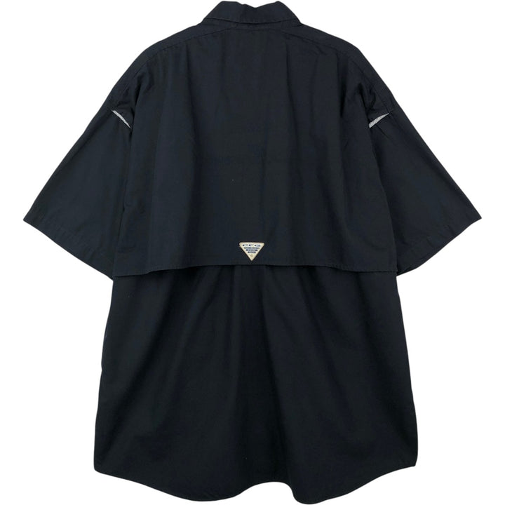 Columbia PFG OMNI-SHADE Omni-Shade Short-Sleeve Fishing Shirt with Concealed Button-Down, Men's Size XL (approx.) cotton black type Vintage Second Hand