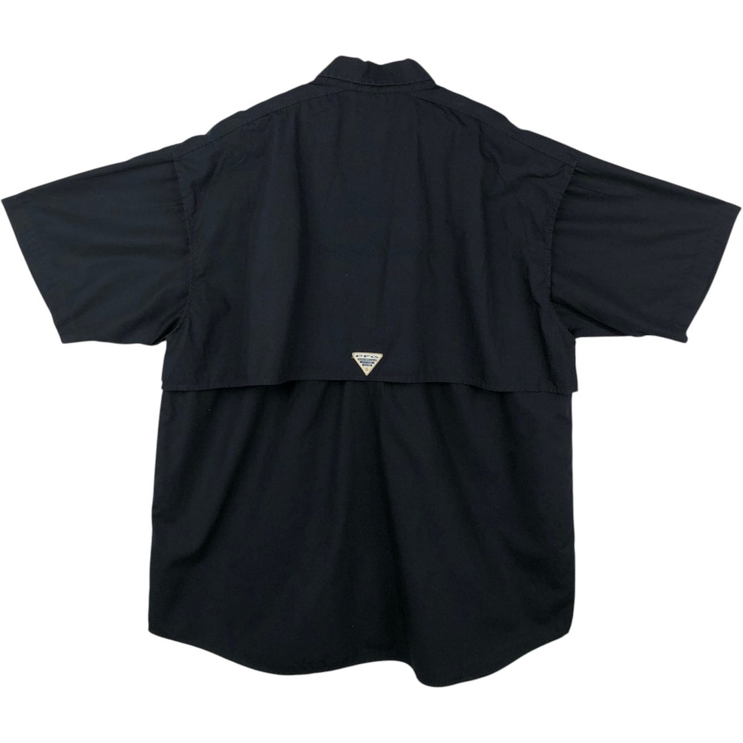 Columbia PFG OMNI-SHADE Omni-Shade Short-Sleeve Fishing Shirt with Concealed Button-Down, Men's Size XL (approx.) cotton black type Vintage Second Hand