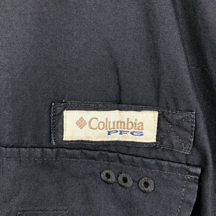 Columbia PFG OMNI-SHADE Omni-Shade Short-Sleeve Fishing Shirt with Concealed Button-Down, Men's Size XL (approx.) cotton black type Vintage Second Hand
