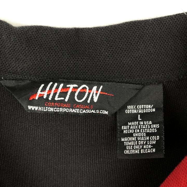Hilton Animal Pattern Dog Print Two-Tone Open Collar Piqué Bowling Shirt Made in USA Men's Size L (Box Shirt) cotton red type Vintage Second Hand