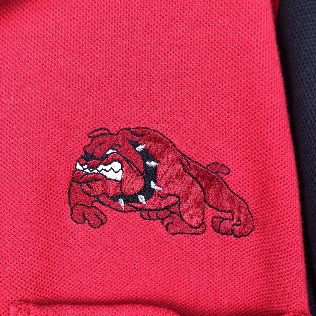 Hilton Animal Pattern Dog Print Two-Tone Open Collar Piqué Bowling Shirt Made in USA Men's Size L (Box Shirt) cotton red type Vintage Second Hand