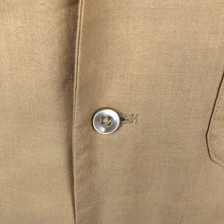 70s-80'S King Louie Creation Skipper Collar Short-Sleeve Bowling Shirt, Made in USA, Men's Size L (Equivalent), Vintage polyester beige type brown Vintage Second Hand
