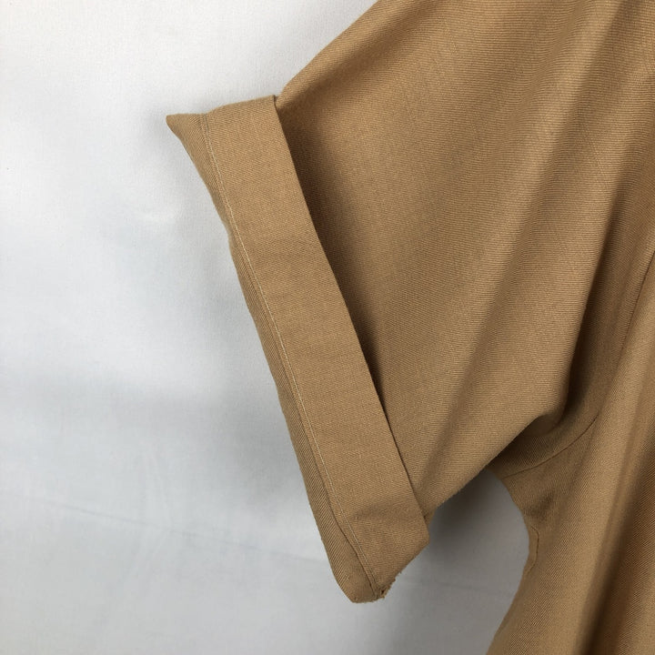 70s-80'S King Louie Creation Skipper Collar Short-Sleeve Bowling Shirt, Made in USA, Men's Size L (Equivalent), Vintage polyester beige type brown Vintage Second Hand