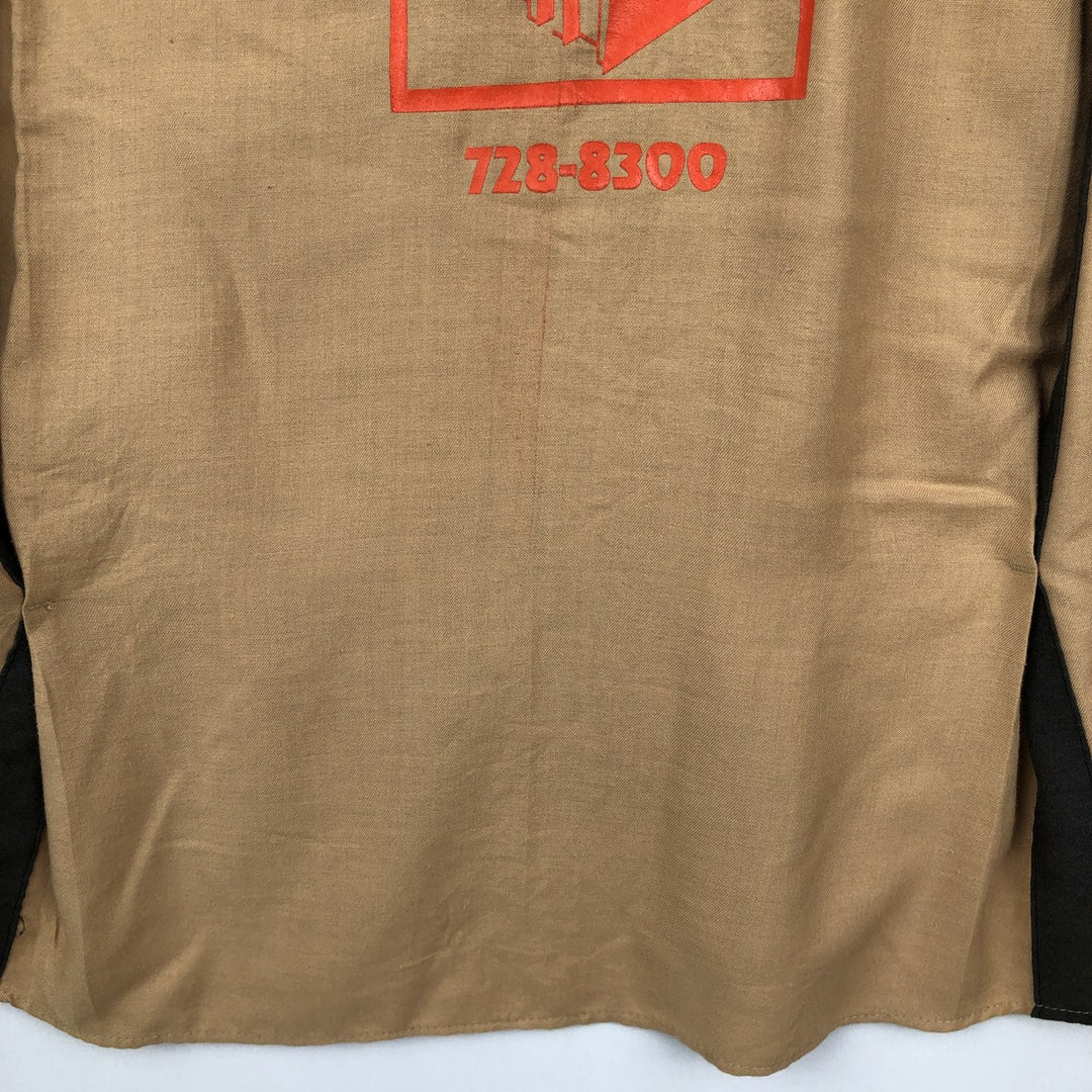 70s-80'S King Louie Creation Skipper Collar Short-Sleeve Bowling Shirt, Made in USA, Men's Size L (Equivalent), Vintage polyester beige type brown Vintage Second Hand
