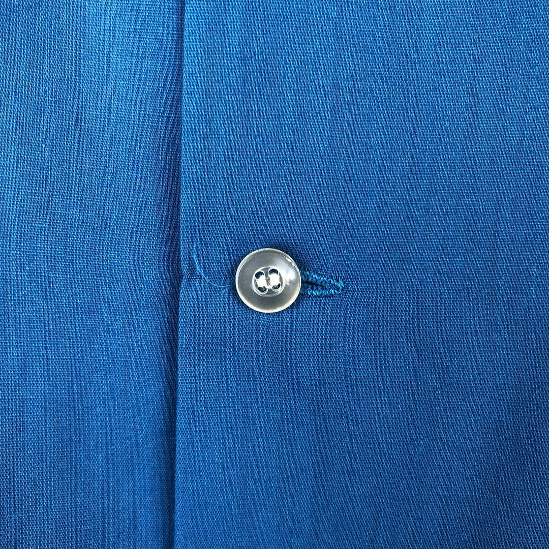 1970'S Hilton Bowling Shirt, Box Shirt, Made in USA, Men's Size L (approx.), Vintage unclear blue type Vintage Second Hand
