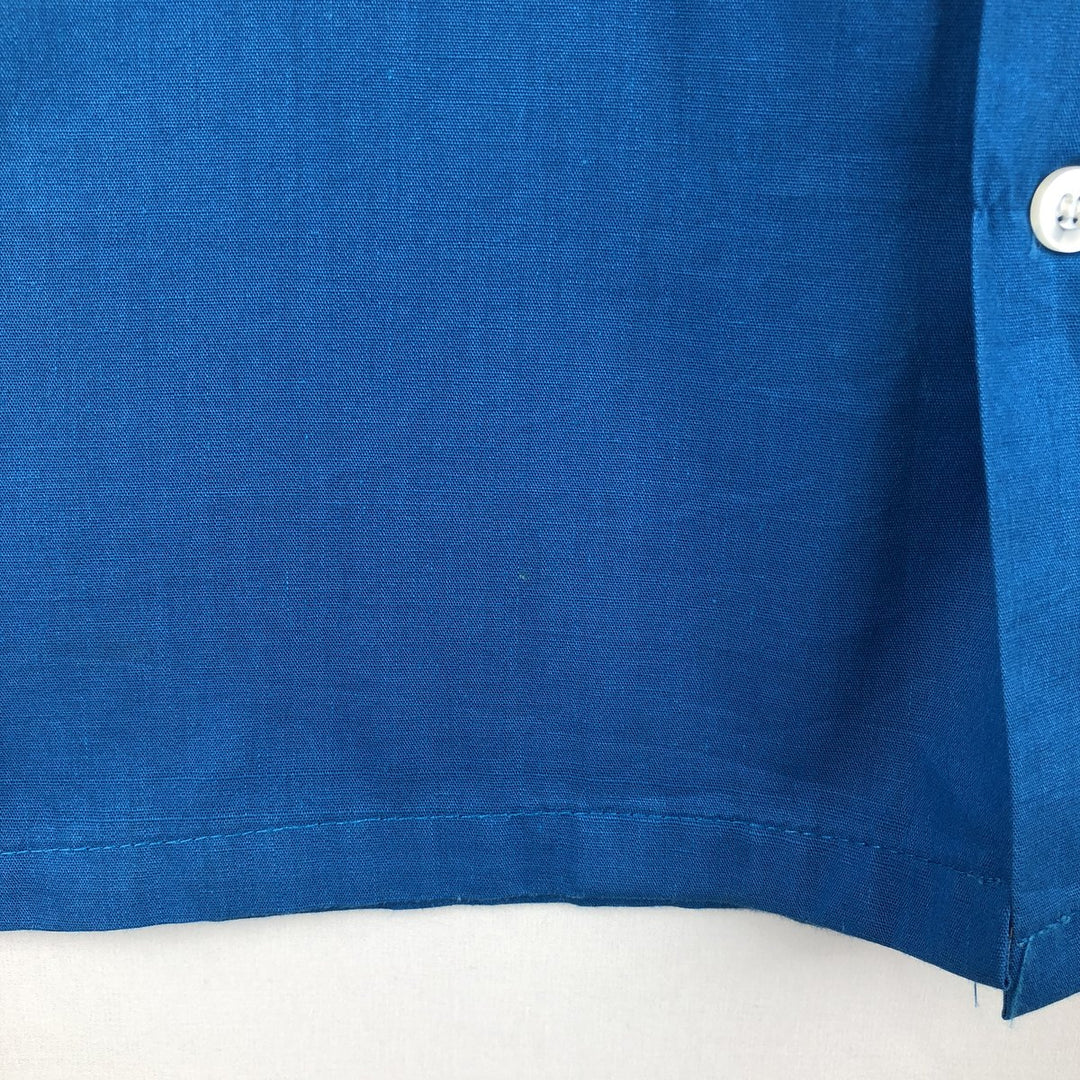 1970'S Hilton Bowling Shirt, Box Shirt, Made in USA, Men's Size L (approx.), Vintage unclear blue type Vintage Second Hand