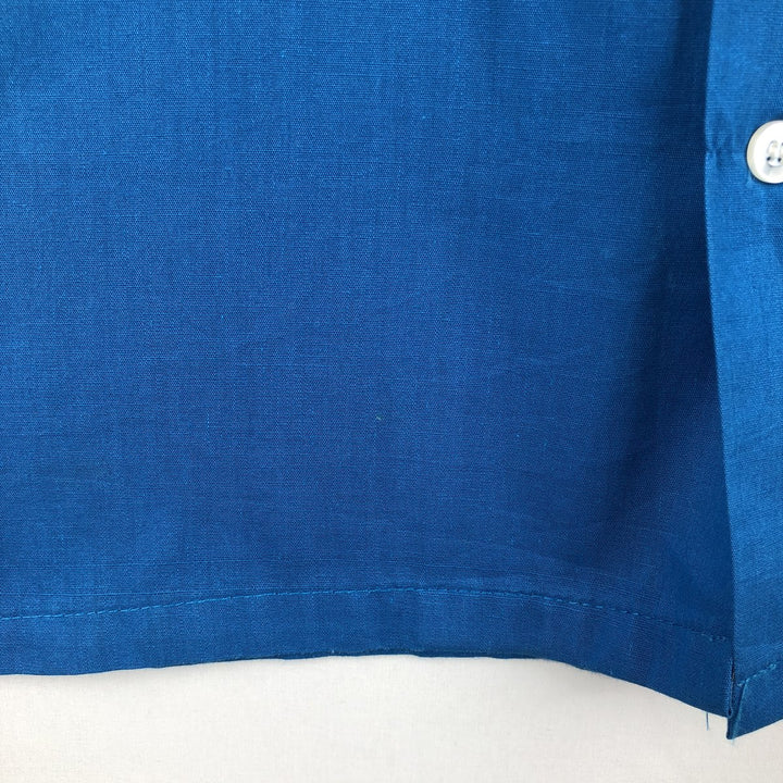 1970'S Hilton Bowling Shirt, Box Shirt, Made in USA, Men's Size L (approx.), Vintage unclear blue type Vintage Second Hand