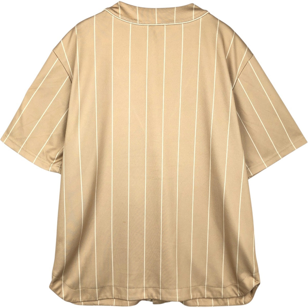FUBU Stripe Pattern Game Shirt Baseball Shirt Men's Size L polyester Beige type Vintage Second Hand