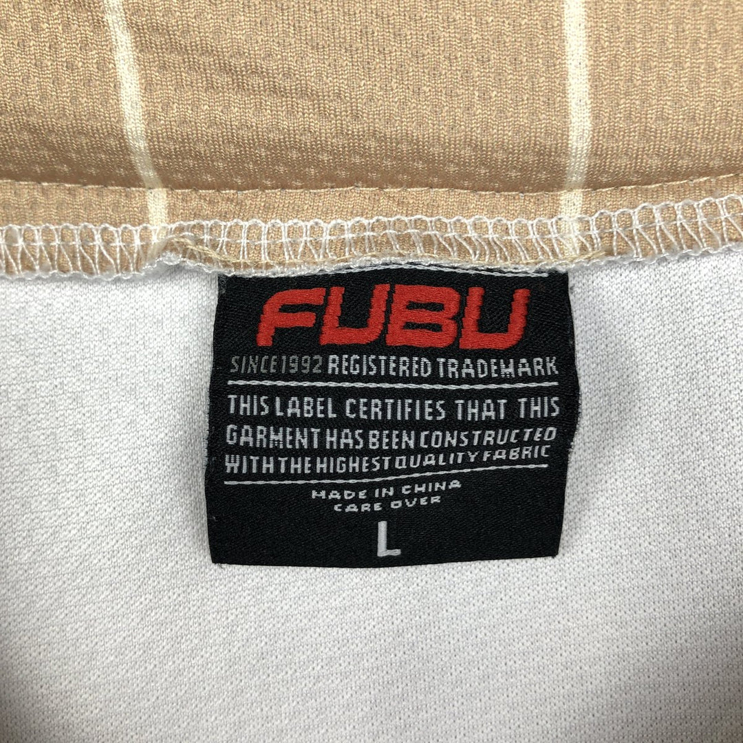 FUBU Stripe Pattern Game Shirt Baseball Shirt Men's Size L polyester Beige type Vintage Second Hand