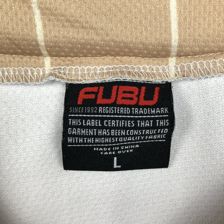 FUBU Stripe Pattern Game Shirt Baseball Shirt Men's Size L polyester Beige type Vintage Second Hand