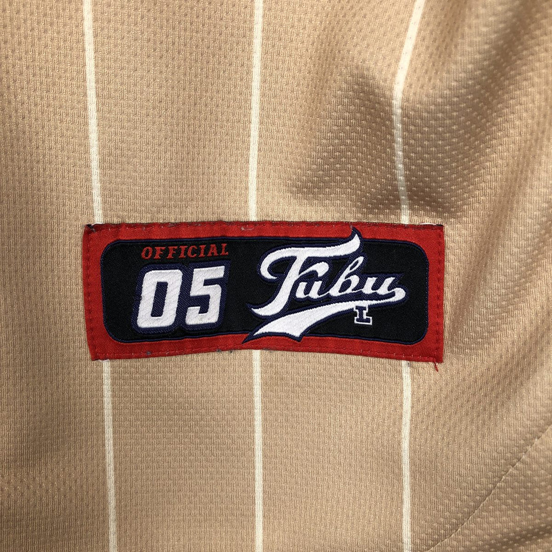 FUBU Stripe Pattern Game Shirt Baseball Shirt Men's Size L polyester Beige type Vintage Second Hand