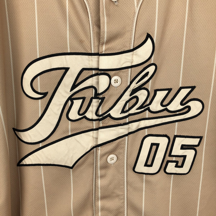 FUBU Stripe Pattern Game Shirt Baseball Shirt Men's Size L polyester Beige type Vintage Second Hand