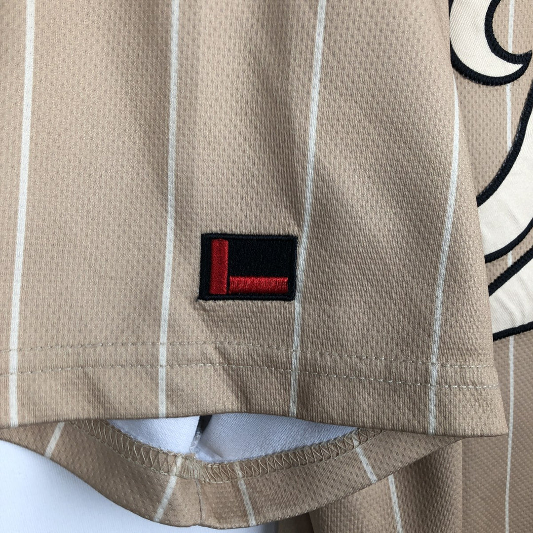 FUBU Stripe Pattern Game Shirt Baseball Shirt Men's Size L polyester Beige type Vintage Second Hand