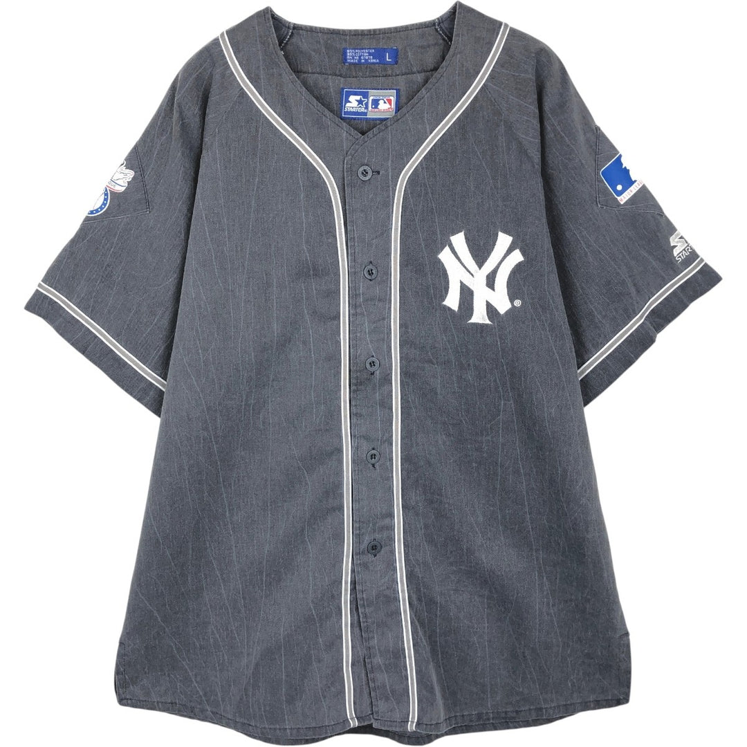90'S Starter MLB New York Yankees Game Shirt Baseball Shirt Men's Size L (approx.) polyester gray type Vintage Second Hand