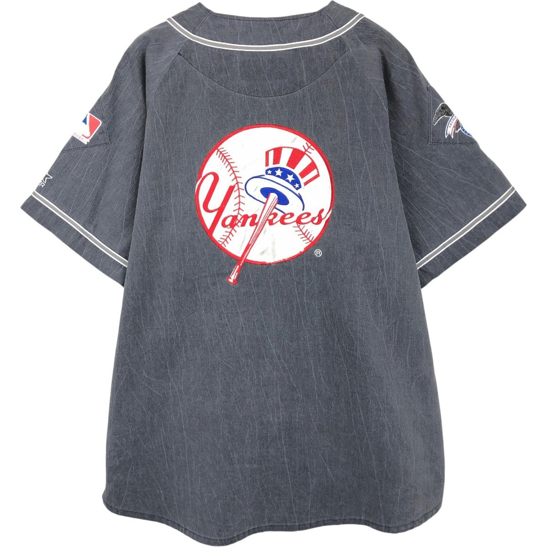 90'S Starter MLB New York Yankees Game Shirt Baseball Shirt Men's Size L (approx.) polyester gray type Vintage Second Hand