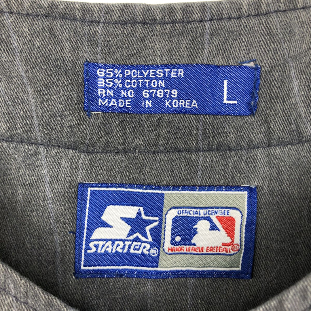 90'S Starter MLB New York Yankees Game Shirt Baseball Shirt Men's Size L (approx.) polyester gray type Vintage Second Hand
