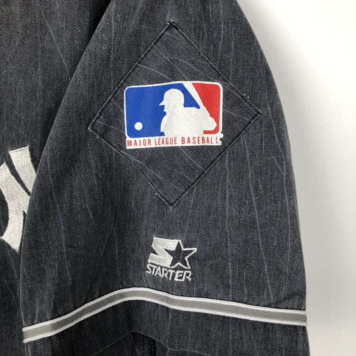 90'S Starter MLB New York Yankees Game Shirt Baseball Shirt Men's Size L (approx.) polyester gray type Vintage Second Hand