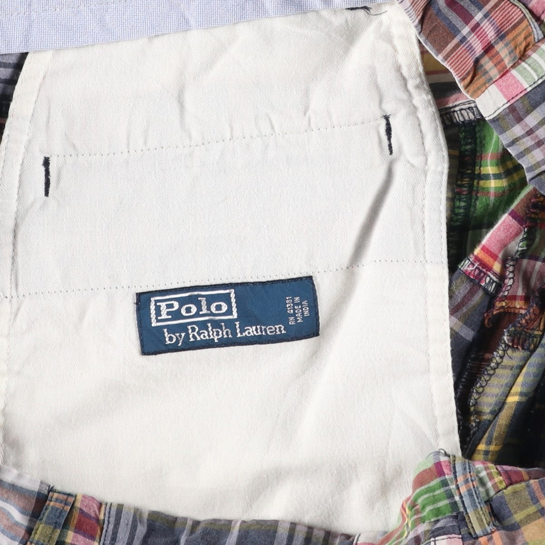 Ralph Lauren POLO by Ralph Lauren Check Pattern Patchwork Cotton Shorts (Men's W40 equivalent) cotton red type Vintage Second Hand