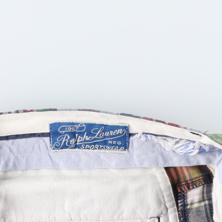 Ralph Lauren POLO by Ralph Lauren Check Pattern Patchwork Cotton Shorts (Men's W40 equivalent) cotton red type Vintage Second Hand