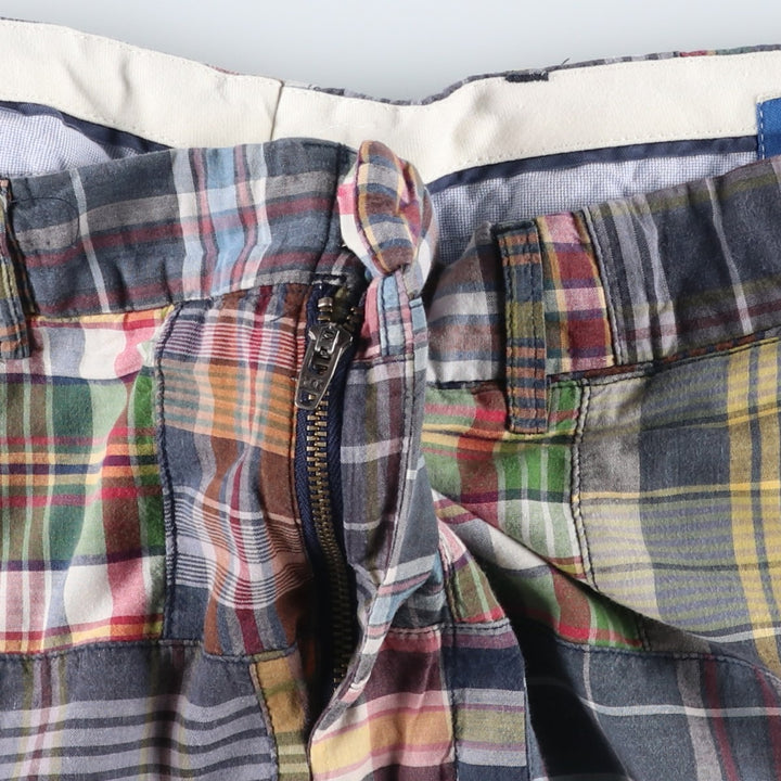 Ralph Lauren POLO by Ralph Lauren Check Pattern Patchwork Cotton Shorts (Men's W40 equivalent) cotton red type Vintage Second Hand