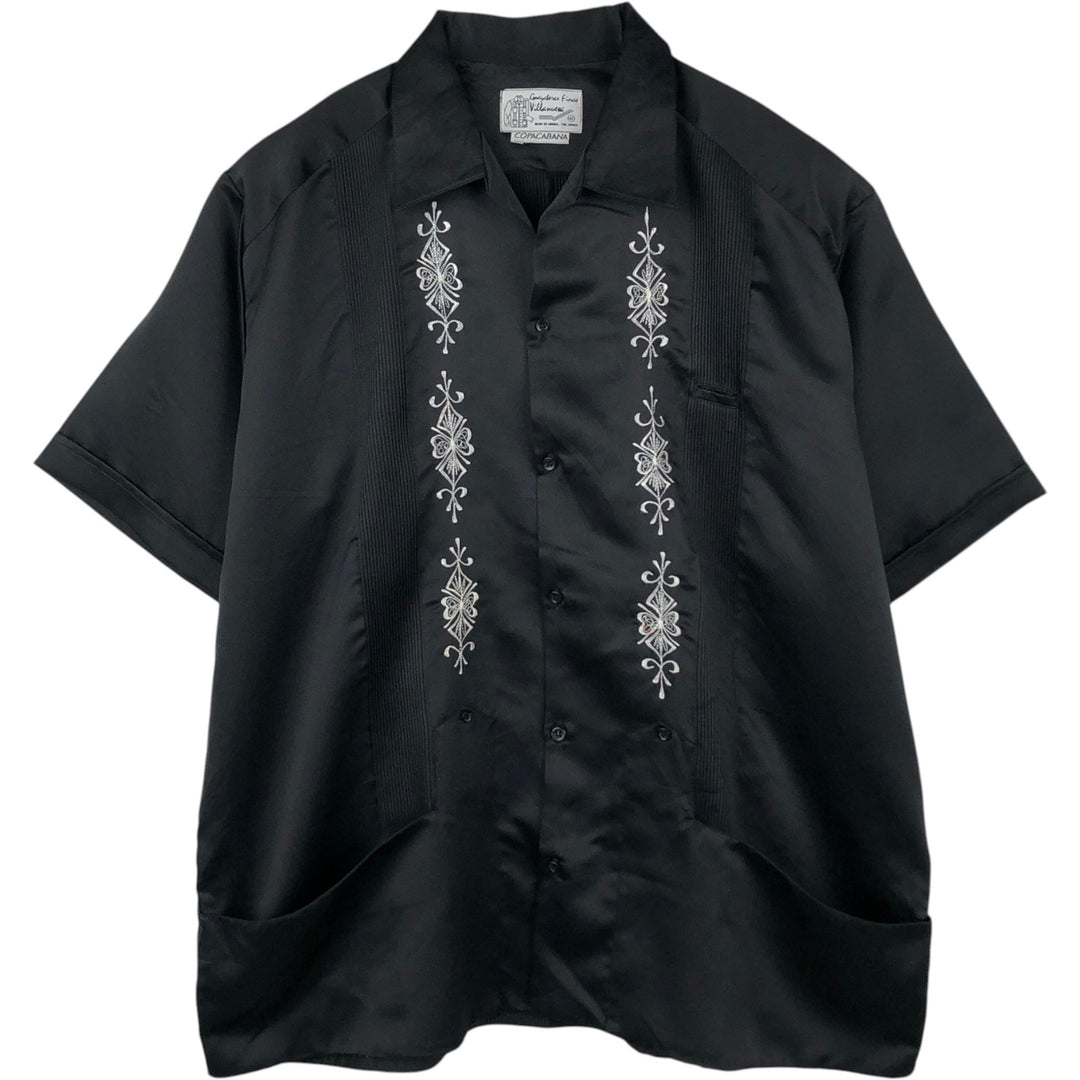 Villanueva COPACABANA Short-Sleeve Open-Collar Mexican Shirt, Cuban Shirt, Boxy Shirt, Men's XL Equivalent unclear black type Vintage Second Hand