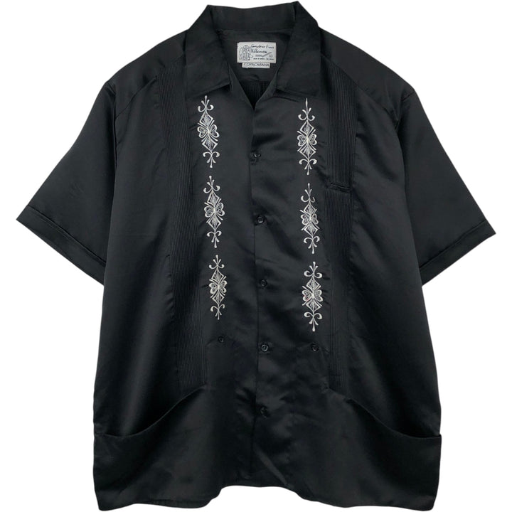 Villanueva COPACABANA Short-Sleeve Open-Collar Mexican Shirt, Cuban Shirt, Boxy Shirt, Men's XL Equivalent unclear black type Vintage Second Hand