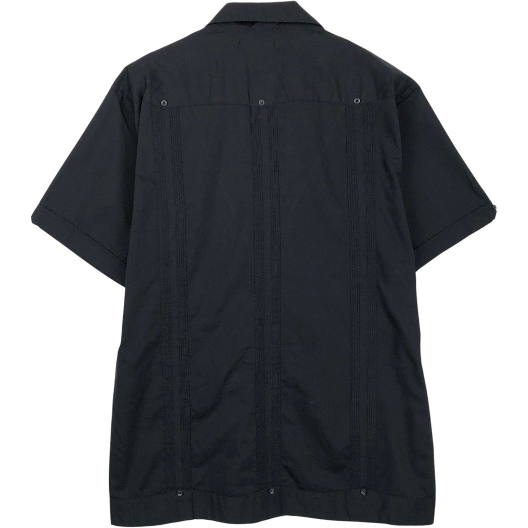 SOBRINO Short-Sleeve Open-Collar Mexican Shirt, Cuban Shirt, Boxy Shirt, Men's Size M polyester black type Vintage Second Hand