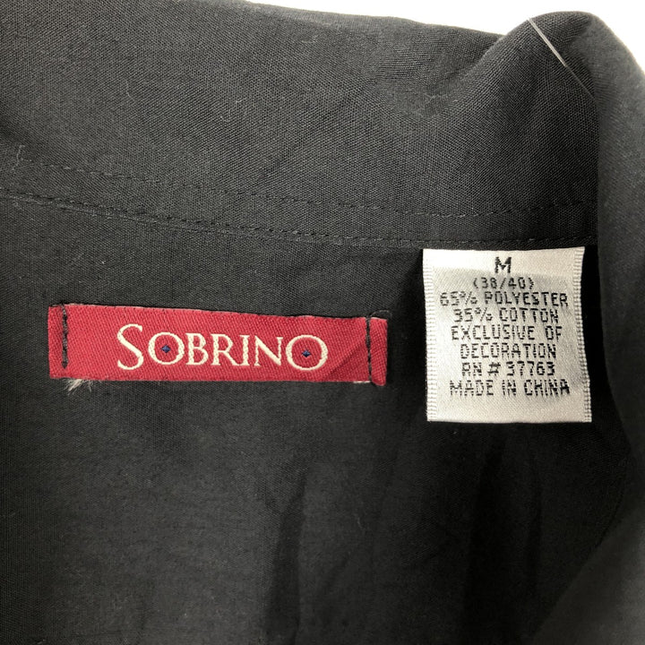 SOBRINO Short-Sleeve Open-Collar Mexican Shirt, Cuban Shirt, Boxy Shirt, Men's Size M polyester black type Vintage Second Hand