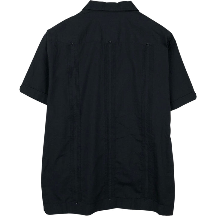 The Havanera Co. Short-Sleeve Open-Collar Mexican Shirt / Cuban Shirt / Box Shirt (Men's Size L) polyester black type Vintage Second Hand