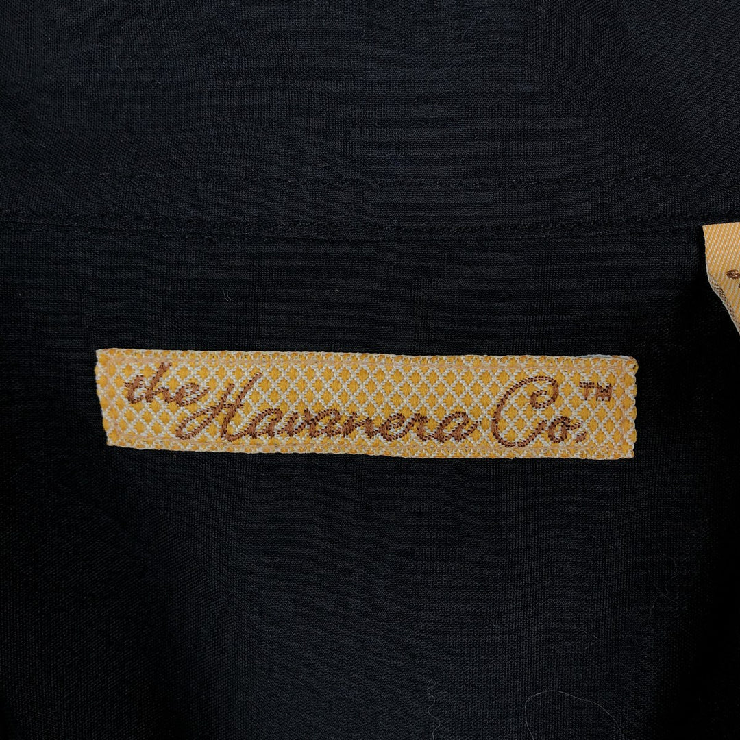 The Havanera Co. Short-Sleeve Open-Collar Mexican Shirt / Cuban Shirt / Box Shirt (Men's Size L) polyester black type Vintage Second Hand