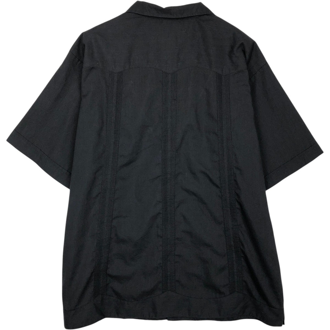 D'Chable Short-Sleeve Open-Collar Mexican Shirt, Cuban Shirt, Boxy Shirt, Men's XL Equivalent, Vintage cotton black type Vintage Second Hand