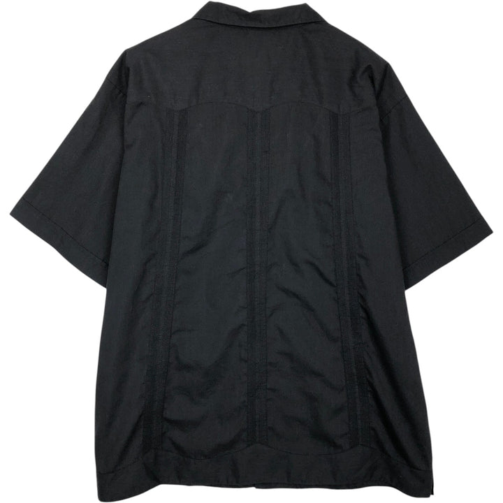 D'Chable Short-Sleeve Open-Collar Mexican Shirt, Cuban Shirt, Boxy Shirt, Men's XL Equivalent, Vintage cotton black type Vintage Second Hand