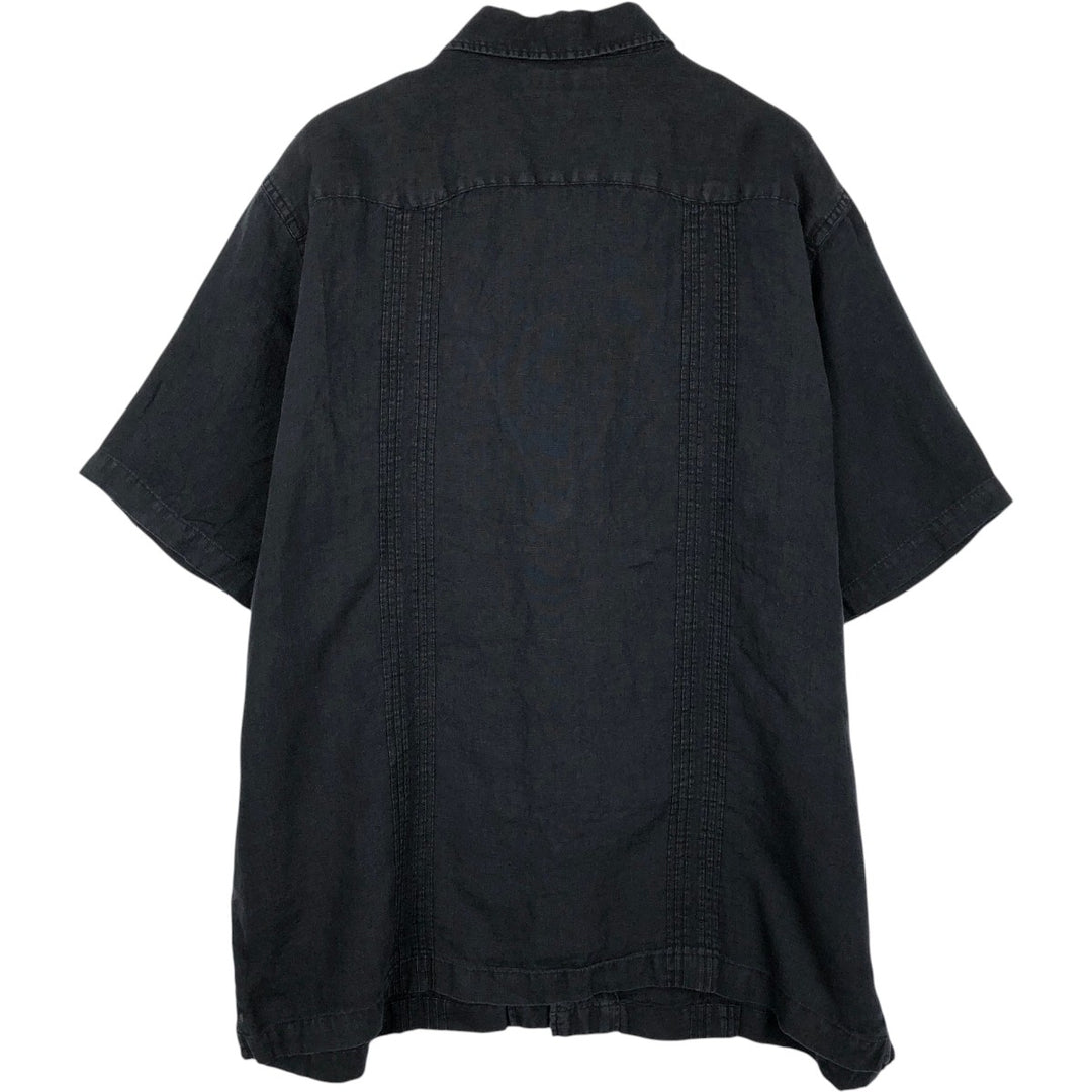DANIEL CREMIEUX Wide Collar Short Sleeve Mexican Shirt Cuban Shirt Box Shirt Men's Size L (approx.) linen black type Vintage Second Hand
