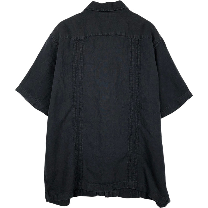 DANIEL CREMIEUX Wide Collar Short Sleeve Mexican Shirt Cuban Shirt Box Shirt Men's Size L (approx.) linen black type Vintage Second Hand