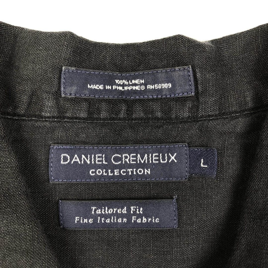 DANIEL CREMIEUX Wide Collar Short Sleeve Mexican Shirt Cuban Shirt Box Shirt Men's Size L (approx.) linen black type Vintage Second Hand