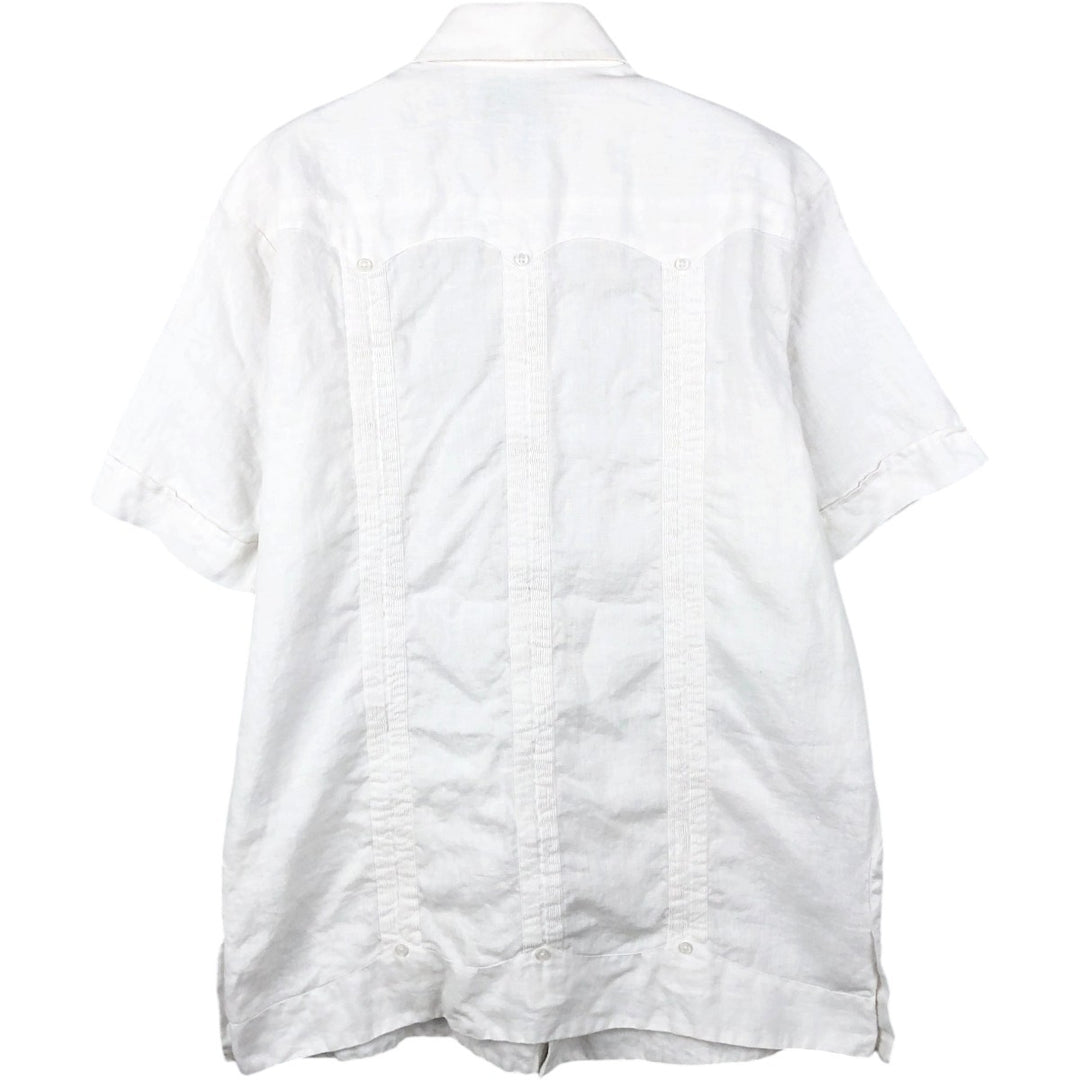 ANABRISA Short-Sleeve Mexican Shirt, Cuban Shirt, Boxy Shirt, Men's Size M (approx.) linen white type Vintage Second Hand