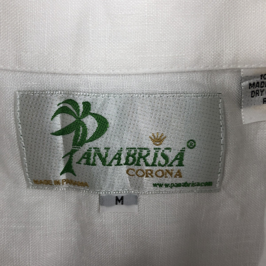 ANABRISA Short-Sleeve Mexican Shirt, Cuban Shirt, Boxy Shirt, Men's Size M (approx.) linen white type Vintage Second Hand