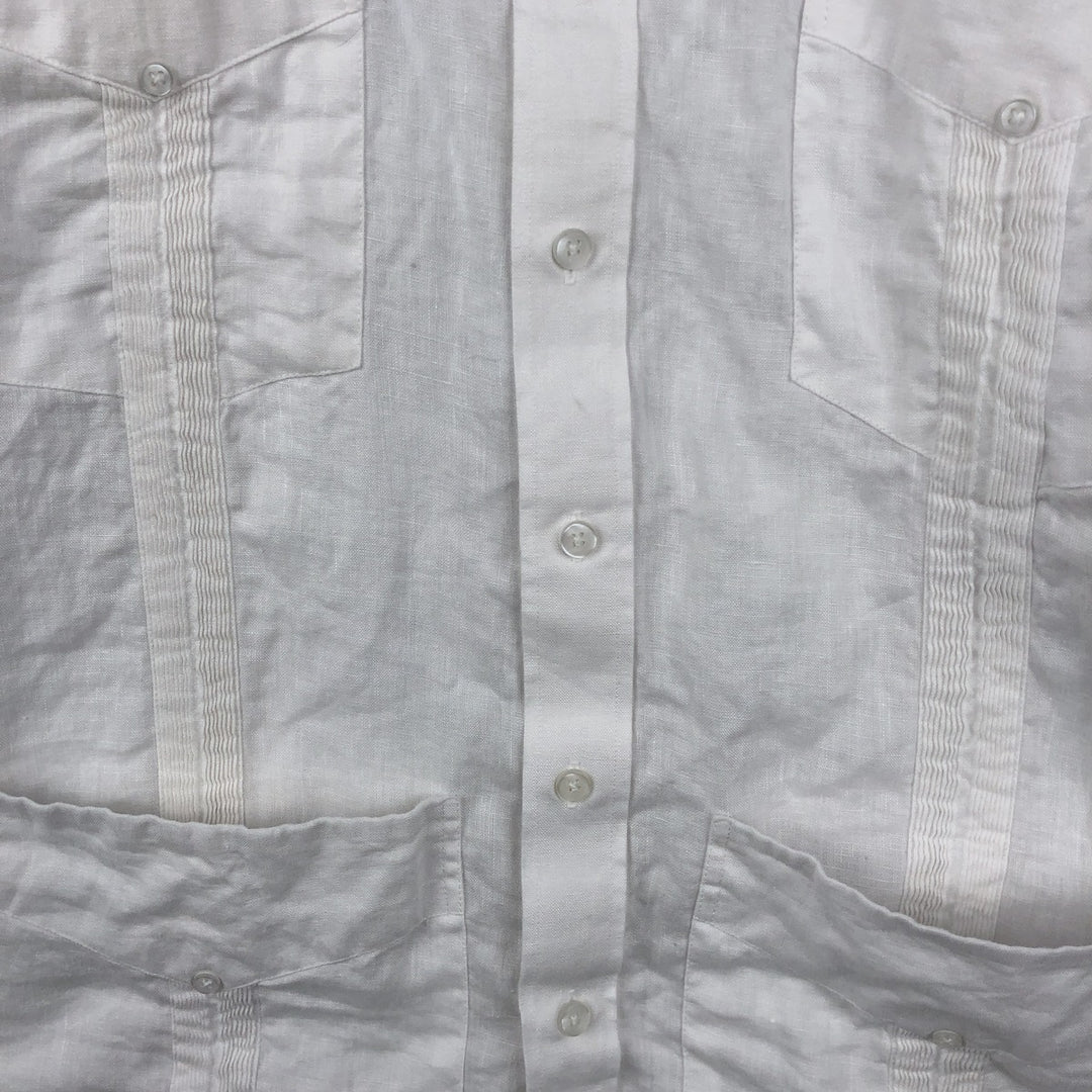 ANABRISA Short-Sleeve Mexican Shirt, Cuban Shirt, Boxy Shirt, Men's Size M (approx.) linen white type Vintage Second Hand