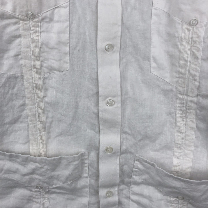 ANABRISA Short-Sleeve Mexican Shirt, Cuban Shirt, Boxy Shirt, Men's Size M (approx.) linen white type Vintage Second Hand