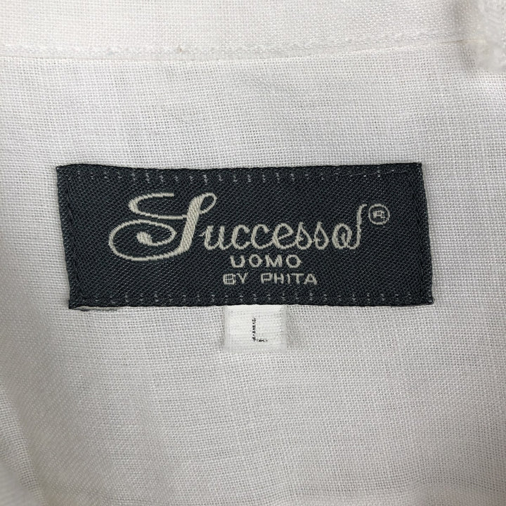 PHITA Successo Uomo Short-Sleeve Open Collar Mexican Shirt Cuban Shirt Box Shirt Men's Size L unclear white type Vintage Second Hand